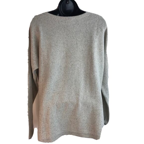 J JILL Pullover Sweater Oatmeal Long Sleeves Boat Neck Silk Cotton Blend Small - Picture 6 of 8